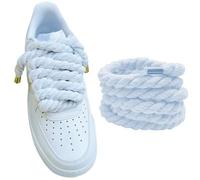 Lopau Lacci per scarpe in corda spessa per Air Force 1, non perforare, per scarpe da ginnastica Dunk, Air Jordan, AF1, bianco, 51.2''/130cm