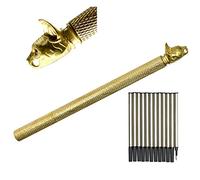 Lopenle 1 penna in ottone massiccio classica penna per gatti penna classica in metallo penna a testa di gatto con 12 ricariche sostituibili per penna roller per uomini o donne regali di famiglia in ufficio.