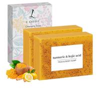 LOPHE 2 Pezzi Sapone alla Curcuma, con Acido Cogico, Saponetta Scrub, 100g | Saponetta Detergente Solida Scrub, Peeling Naturale, Unifica il Tono della Pelle, per Donna e Uomo, Viso e Corpo, Skin Care