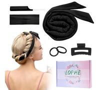 LOPHE Bigodino, Bigodini Lungo Senza Calore Bigodino con Pettine a Coda, Velluto Bigoodino Set Morbidi per Dormire, Fascia Bigodino Capelli Strumento per Lo Styling Dei Fai-Da-Te(Nero)