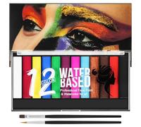 LOPHE Body Paint, 12 Colori Face Paint Pittura Corpo e Viso con Spazzola, Truccabimbi Kit Trucco Viso Halloween per Feste, Coloranti Naturale e Sicuro