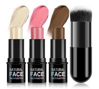 LOPHE Crema Multi-Stick per Contorno, 3 Pezzi Trucco per Guancia, Illuminante Viso e Bronzer Contour, Luminoso per Il Trucco Del Viso (Set A)