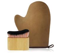 LOPHE Guanto Autoabbronzante Viso e Corpo Duo con Kabuki Brush - Riutilizzabile e Lavabile in Lavatrice, Marrone
