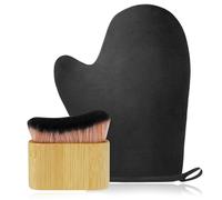LOPHE Guanto Autoabbronzante Viso e Corpo Duo con Kabuki Brush - Riutilizzabile e Lavabile in Lavatrice, Nero