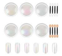 LOPHE Polvere per unghie cromate 6 vasetti effetto specchio unghie polvere con 8 bastoncini di ombretto, scintilla polvere di pigmento per decorazione (6 colori)