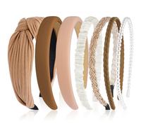 LOPHE Set di 7 fasce per capelli da donna in tessuto, con perle, imbottite, perline scintillanti, intrecciate sottili, vari modelli per donne e ragazze