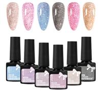 LOPHE Shine Smalto Unghie, 6 Colori Smalto Olografico, UV Smalto Unghie, Effecto Galaxy Glossy Chameleon, per il Salone D'arte Delle Unghie a Casa, 7ML