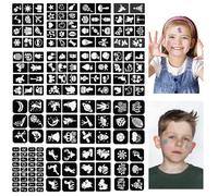 LOPHE Stencil per Trucco per Bambini, 16 Fogli Stencil Tattoo Temporanei, Riutilizzabile e Lavabile, per Body Painting per Carnevale Halloween Party
