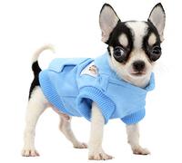 LOPHIPETS Felpe con cappuccio in cotone per cani di piccola taglia Chihuahua, abbigliamento per cuccioli di Chihuahua, cappotto per il freddo, blu Cambridge, XS