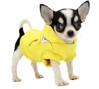 LOPHIPETS Felpe con cappuccio in cotone per cani di piccola taglia Chihuahua, abbigliamento per cuccioli di Chihuahua, cappotto per il freddo, giallo/XXS