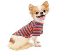 LOPHIPETS Maglietta a righe in 100% cotone per cani di piccola taglia, chihuahua, cuccioli, canottiera, arancione e blu, M