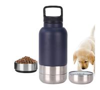 lopituwe Distributore di borraccia portatile 3 in 1 per cani, per rimanere idratati in viaggio con il cucciolo, ciotola per l'acqua portatile in metallo per escursioni con il cane, UN
