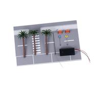 lopituwe Modello di scena con tavolo di sabbia con set completo, due cartelli e tre alberi cocco per modellizzare in modo creativo un diorama garage per auto con sfondo scatola immagazzinaggio