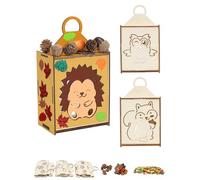LOPOTIN 3pezzi Lanterne Animali per Bambini Fai Da Te Lanterne di Legno per Autunno Halloween San Martino Kit di Pittura da Colorare Attività Manuale per Ragazza Ragazzo
