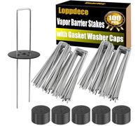Loppdece 100 ancoraggi a terra con rondelle, picchetti zincati da 15,2 cm, stabili, ganci per erbacce non infestanti, set di picchetti
