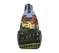Loppott Borsa da petto a croce con stampa toscana in diagonale, zaino regolabile portafoglio sportivo da viaggio escursionismo, nero, taglia unica, Nero, One Size