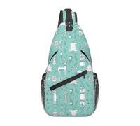 Loppott borsa pettorale a croce con stampa verde lama alpaca diagonale, zaino regolabile portafoglio sportivo da viaggio escursionismo, nero, taglia unica, Nero, One Size