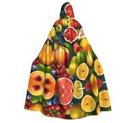 Loppott Mantello con cappuccio per adulti con stampa di alimenti sani, Halloween, feste di Natale, costume cosplay, mantello di carnevale con cappuccio