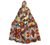 Loppott Mantello con cappuccio per adulti con stampa di alimenti sani, Halloween, feste di Natale, costume cosplay, mantello di carnevale con cappuccio