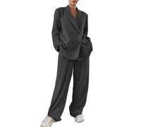 LoprNsdgt Per Le Donne Comodi Pantaloni Della Felpa Oversize A Gamba Larga Manica Lunga Risvolto Casual Set Eleganti,Light gray,M