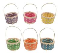 LOPUNER 6 cestini per casa delle bambole: cestino pasquale in miniatura con manici - piccolo ornamento intrecciato per mini caramelle, fiori, uova, bomboniere per matrimoni e feste di compleanno.