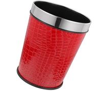 LOPUNER Cestino per la Spazzatura Bagno Piccolo 5L in Plastica Robusta senza Coperchio Design Retrò Rosso Effetto Coccodrillo per Casa Ufficio e Cucina