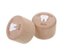 LOPUNER Scatola Porta-Dentini in Legno 2 Pezzi Dente 3D Contenitore Ricordo Denti da Latte Custodia Leggera per la Fata dei Denti Regalo per Shower e Compleanni
