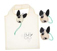 LOPUNER Set da 3 Borse Spesa Pieghevoli Riutilizzabili in Poliestere Beige Design a Cagnolino, Capienti e Leggere per Campeggio e Uso Quotidiano