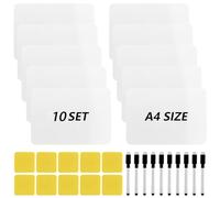 LOPYXBR 10 lavagne bianche piccole, formato A4, portatili, su entrambi i lati, formato A4, con 12 pennarelli per lavagna bianca+12 gomme per aule, casa, ufficio