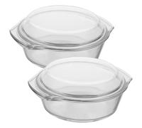 LOPYXBR 2 pirofile in vetro, rotonde, piccole pirofile, rotonde, 15 cm, 700 ml, con coperchio per casseruole, stufati, lasagne, tiramisù, adatto al forno, al microonde, lavabile in lavastoviglie