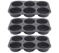 LOPYXBR 3 stampi per hamburger Buns antiaderenti, in silicone, rotondi, diametro 10 cm, con 6 cavità per hamburger, pane, panini, sbuffi, tortine