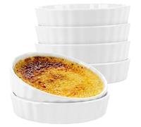 LOPYXBR Set di 6 pirottini in ceramica da 12,7 cm, stampi per soufflé e dessert, 12,8 x 3 cm, pirottini rotondi per forno, ciotole per crème brûlée, coperchi e salse, lavabili in lavastoviglie