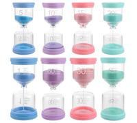 LOPYXBR Set di 8 clessidre colorate con 4 colori, 1/5/10/15/20/30/45/60 minuti, clessidra, set di clessidra, timer sabbia per aule, cucine, uffici e appartamenti