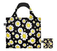 LOQI Borsa riciclata Smiley Flowers Nero Grande