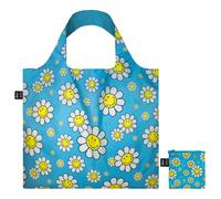 LOQI Smiley Flowers Aquarius Recycled Bag, Aqua Blue, Contemporary, Aqua Blue, C