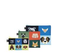 LOQI Zip pocket Stephen Cheetham - Set di 3 cani e gatti riciclati, multicolore, multicolore e contemporaneo, Multicolore, Contemporaneo