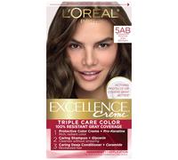 L'Or al Paris Excellence Creme Permanent Triple Care Haarfarbe 5AB Mokka-Aschbraun-Grau, Deckkraft bis zu 8 Wochen, alle Haartypen, 1er-Pack