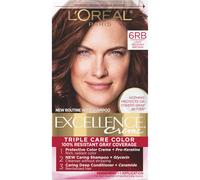 L'Or al Paris Excellence Creme Permanent Triple Care Haarfarbe 6RB Helles Rotbraun-Grau, Deckkraft bis zu 8 Wochen, alle Haartypen, 1er-Pack