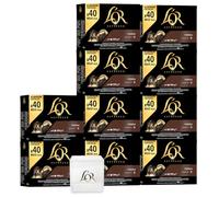 L'OR Caffè Espresso Forza Intensità 9 Capsule in Alluminio Gusto Speziato e Intenso con Note di Liquirizia e Quercia Compatibili con Macchine Nespresso e L'Or Barista - 400 Capsule + Portacapsule