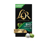 L'Or - Capsule Caffè Espresso Bio Organic - 100 Capsule in Alluminio - Intensità 9 - Compatibili con Macchine Nespresso - 10 Confezioni da 10 Capsule
