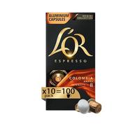 L'Or - Capsule Caffè Espresso Colombia - 100 Capsule in Alluminio - Intensità 8 - Compatibili con Macchine Nespresso®* original - 10 Confezioni da 10 Capsule