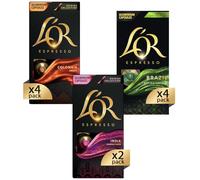 L'Or - Capsule Caffè Espresso Confezione Mista - Variety Pack Origini - Capsule in Alluminio Compatibili Nespresso®* original - 10 Pacchetti [100 Capsule: 40 Colombia, 40 Papua New Guinea, 20 India]