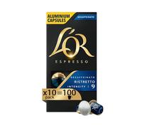 L'Or - Capsule Caffè Espresso Decaffeinato Ristretto - 100 Capsule in Alluminio - Intensità 9 - Compatibili con Macchine Nespresso®* original - 10 Confezioni da 10 Capsule