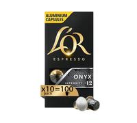 L'Or - Capsule Caffè Espresso Onyx - 100 Capsule in Alluminio - Intensità 12 - Compatibili con Macchine Nespresso®* original - 10 confezioni da 10 capsule