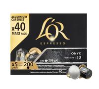 L'Or Capsule Caffè Espresso Onyx - 200 Capsule - Intensità 12 | 5 confezioni da 40, in Alluminio, Compatibili con macchine Nespresso®* Original