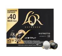 L'Or Capsule Caffè Espresso Ristretto - 200 Capsule - Intensità 11 | 5 confezioni da 40, in Alluminio, Compatibili con macchine Nespresso®* Original