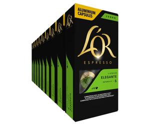 L'OR Capsule di caffè Lungo Elegante, 100 capsule compatibili Nespresso®*, confezione da 10 pezzi, 10 x 10 bevande
