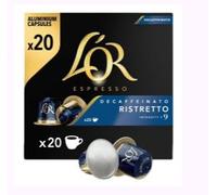 L'OR Espresso Ristretto Decaffeinato, Capsule Caffè Decaffeinato Intenso e Aromatico, Confezione da 20 Capsule