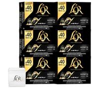 L'Or Caffè Espresso Ristretto Capsule in Alluminio Intensità 11 Aroma Speziato con Zenzero e Cardamomo Certificato UTZ Compatibili con Macchine Nespresso e L'Or Barista - 240 Capsule + Portacapsule