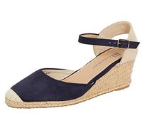Lora Dora Sandali con zeppa in iuta da donna con memory foam, tacco medio a slingback, espadrillas di moda con cinturino alla caviglia, scarpe estive, Blu Navy (Con Memory Foam), 40 EU